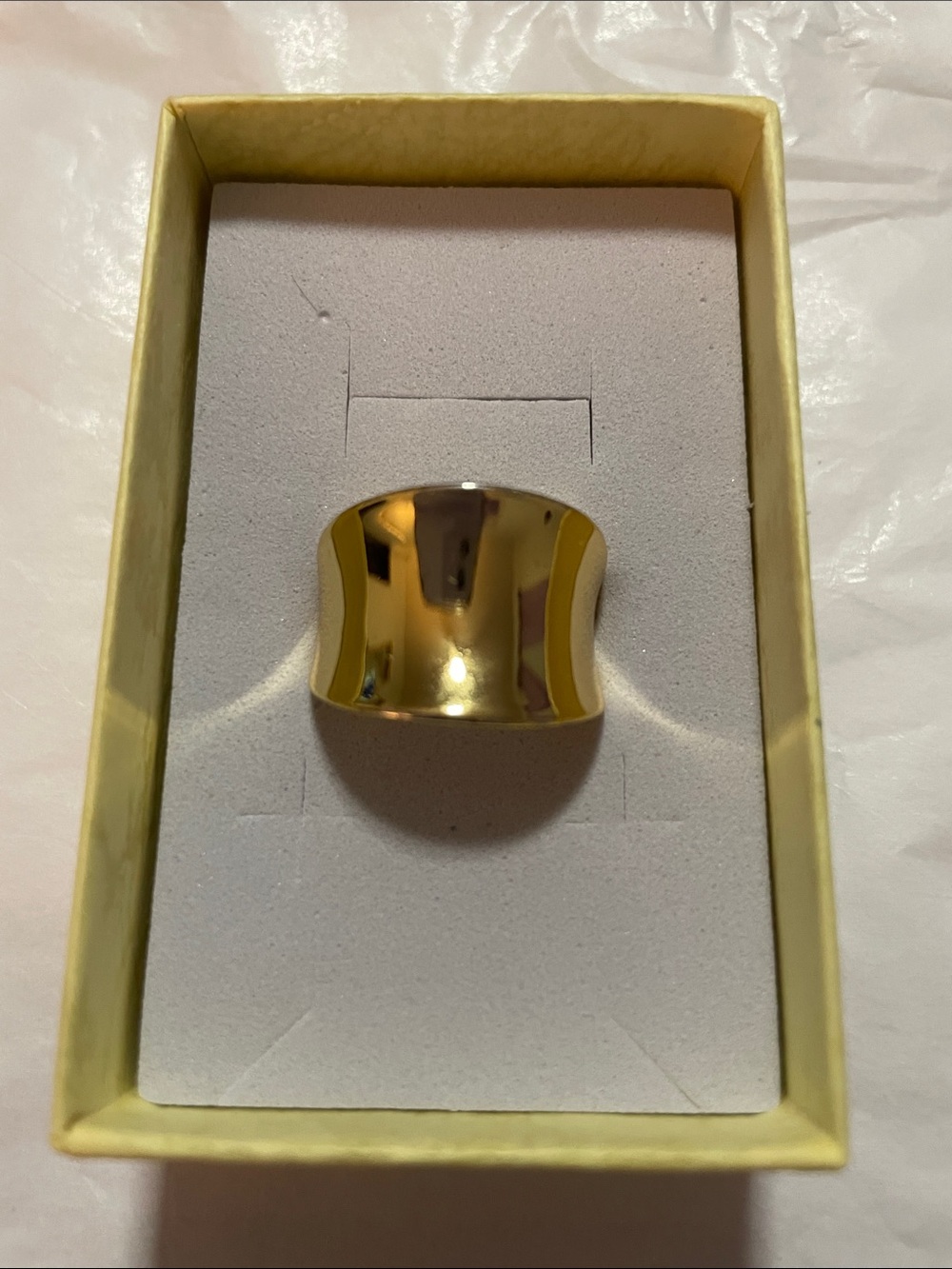 Polished Gold Wide Band Ring - Women's Fashion Jewelry